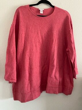 Pure Jill Sweater Top Pink Cotton And Cashmere 3X Classic
